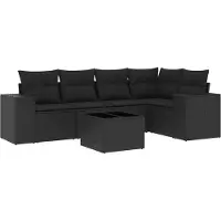 vidaXL 5-delige Loungeset met kussens poly rattan zwart