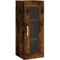 vidaXL Hoge kast 34,5x34x180 cm bewerkt hout gerookt eikenkleurig