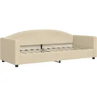 vidaXL Slaapbank met onderschuifbed 90x200 cm stof crèmekleurig