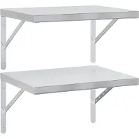 vidaXL Wandschappen 2 st 75x30 cm roestvrijstaal zilverkleurig