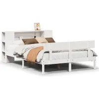 vidaXL Bed met boekenkast zonder matras grenenhout wit 135x190 cm
