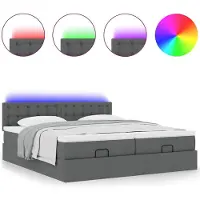 vidaXL Ottoman bed met matrassen en LED's 200x200cm stof donkergrijs