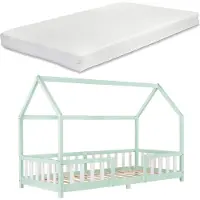 En.casa Kinderbed Sisimiut met matras 90x200 cm mint en wit