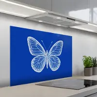 KitchenYeah Spatscherm 100x65 cm - Zelfklevende achterwand Vlinder - Wit - Getekend - Stippen - Keuken muurbeschermer - Spatwand fornuis
