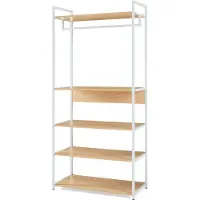 En.casa Kledingkast Larem met 5 planken 180x84x40 cm wit en eikenkleurig []