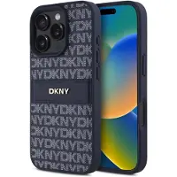 DKNY Pu Leather Repeat Pattern Tonal Stripe Iphone 16 Pro Max Telefoonhoesje