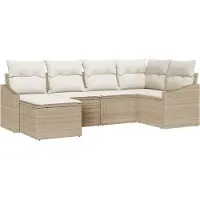 vidaXL Tuin Eettafel Set 6 st Beige en Crème