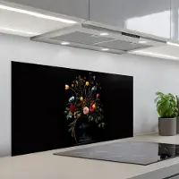 KitchenYeah Spatscherm 100x50 cm - Zelfklevende achterwand Klassiek - Vaas - Boeket - Bloemen - Keuken muurbeschermer - Spatwand fornuis