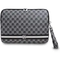 DKNY PU Leren Ruitpatroon en Streep Laptophoes 13/14" Zwart (14"), Laptoptas, Zwart