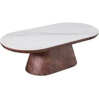 Giga Meubel Salontafel Alba Walnoot Marmer 120cm Ovaal