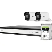 ABUS Komplett-Set mit 2 PoE Mini Tube-Kameras + Rekorder TVVR36423T IP-Bewakingscameraset LAN 1920 x 1080 Pixel