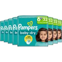 Pampers Baby-Dry luiers - Maat 6+ (14-19KG) - 256 luiers - Voordeelverpakking 8x32 stuks