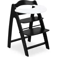 Hauck kinderstoel set Arketa N Play - houten kinderstoel met speelblad - FSC-gecertificeerd beukenhout - Blackwashed