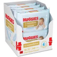 Huggies billendoekjes - Extra Care Sensitive - 8 x 48 stuks - 384 babydoekjes - 100% plastic vrij