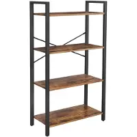 Leobert Boekenkast / wandkast - 4 niveaus - hoogte 120 cm - Boekenplank - zwart met bruin - LLS60BX