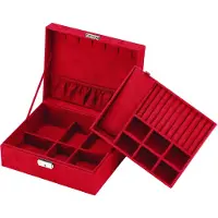 Intirilife Hoogwaardige juwelendoos Sieradendoos Accessoiredoos in Rood - Voor het opbergen van ringen kettingen horloges oorbellen en armbanden