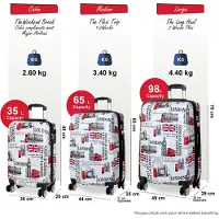 Infinity Leather Uitbreidbare harde schaal witte Londen print 8 wielen reiskoffer