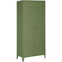 Sweeek Industriële metalen kledingkast hangruimte en planken 2 deuren 80cm Kaki