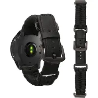 Kwmobile Vervangingsarmband gevlochten voor Garmin Forerunner 55 / 158 / 245 / 245 Music / 645 armband - Fitness tracker sportarmband van PU-leer met horlogesluiting - zwart