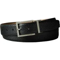 Calvin Klein Square Buckle Emboss Belt Black/brushed Nickel Size: 110 | Belts Outlet | Heren | Zwart