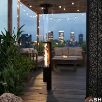 Ash Pelletkachel Flores – Premium Terrasverwarmer & Grote Heater – 183 cm – Terrashaard – Zwart