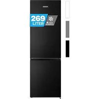 HEINRICH'S Heinrich´s HKS 3491 Koel- en vriescombinatie 269 liter - XXL - koelvolume 198 l, vriesvak 71 l - stil 39 dB - energieklasse D - Zwart RVS