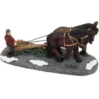 Santaville Farmer with Workhorses and Harrow Polyresin 22cm