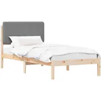 vidaXL Bedframe met Gevoerde Hoofdbord Lichtgrijs 90 x 190 cm