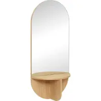 Hubsch INTERIOR - Grote langwerpige eiken wandspiegel met schap FSC - 55x23xh120cm