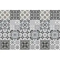 Wallfluent Tegelstickers - Klassieke Mozaïektegels Tegelfolie - Set van 24 stuks 15 x 15 cm - Zwart En Wit Keuken Tegelstickers - Texturen Tegelstickers WC
