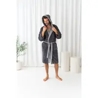 Casilin Teddy Duo Badjas met Capuchon - Fleece bamboe katoen - Maat S - Grijs