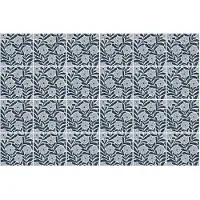 Wallfluent Tegelstickers - Bloemenpatroon Stickers Voor Tegels - Set van 24 stuks 15 x 15 cm - Marine Tegelfolie Keuken - Bloemen En Planten Badkamer Tegelstickers