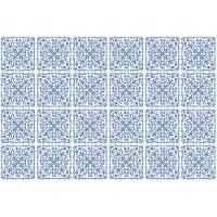 Wallfluent Tegelstickers - Blauwe Tegels Stickers Voor Tegels - Set van 24 stuks 20 x 20 cm - Blauw Tegelfolie Keuken - Achtergronden En Patronen Badkamer Tegelstickers