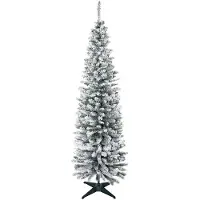 4Goodz Kunstkerstboom slank met sneeuw 210cm groen/