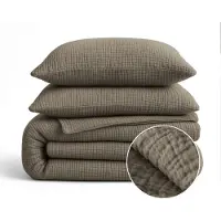 Sleeptime – Dekbed en Overtrek in 1 - Mousseline Taupe – 200 x 200 cm