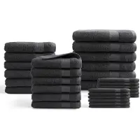 DoubleDry Handdoeken 30 delig set - Hotel Collectie - 100% katoen - antraciet