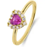Lucardi Kinder Zilveren goldplated kinder ring met zirkonia - Ring - 925 Zilver - Goudkleurig - 16.50 / 52 mm