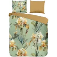 Muller Textil Good Morning Dekbedovertrek "Iris" - Groen - (240x220 cm) - 100% Katoen