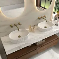 Muebles Navé opbouw waskom ribbel 50cm wit mat