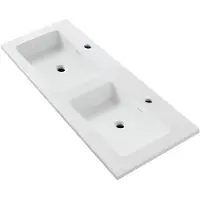 Boss & Wessing Wastafel bws wanda met overloop 2 wasbakken 2 kraangaten 120x1,6x52,5 cm mat wit