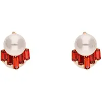 Faina Oorbellen rood / parelwit