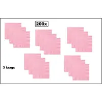 Wefiesta 200x Servetten baby roze 3 laags - 33cm x 33cm - Servet diner thema feest festival party geboorte licht roze