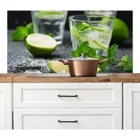 KitchenYeah Spatscherm keuken 120x60 cm - Kookplaat achterwand Cocktail - Mojito - Groen - Munt - Muurbeschermer - Spatwand fornuis - Hoogwaardig aluminium