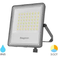 Braytron LED Buitenlamp - Schijnwerper Breedstraler Floodlight -Grijs - Waterdicht IP65- 50W -5500 lm - 3IN1 CCT (3000K / 4000K /6500K)