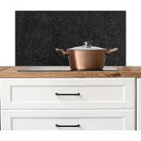 KitchenYeah Spatscherm keuken 90x45 cm - Kookplaat achterwand Graniet - Zwart - Granietstructuur - Donker - Muurbeschermer - Spatwand fornuis - Hoogwaardig aluminium
