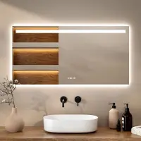 Mirlux Badkamerspiegel met LED Verlichting & Verwarming – Rechthoekige Wandspiegel – Anti Condens Douchespiegel - 120x60CM
