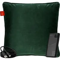 Coozie Oplaadbaar Warmtekussen – Draadloos & Bedraad – 45–65°C – Velvet – 45 x 45 cm – Donkergroen – Elektrisch Kussen – Incl. Powerbank – Tot 8 uur warmte