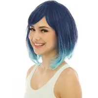 PTIT CLOWN - Luxe blauwe tie and dye halflange pruik voor volwassenen
