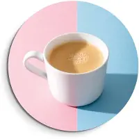 KitchenArt - Pastel Coffee Moment - Muurcirkel Binnen - ø 60 cm - Wandcirkel - Mét Ophangsysteem - Wanddecoratie - Muurdecoratie