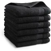 DoubleDry Hotel Handdoeken 50 x 100 cm – Set van 6 – 100% Katoen 500 g/m2 – Zacht & Absorberend - Zwart